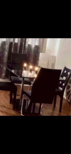 Glass Top Dining Table with 4 Chairs