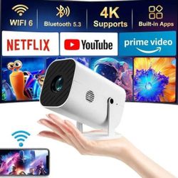 Mini Projector With Wifi And Bluetooth, 1080P Portable Projector, Movie Projector for Bedroom