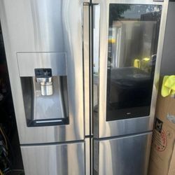 SAMSUNG FAMILY HUB STAINLESS STEEL 4 DOOR FLEX REFRIGERATOR/ METAL COOLING/ ICE MASTER