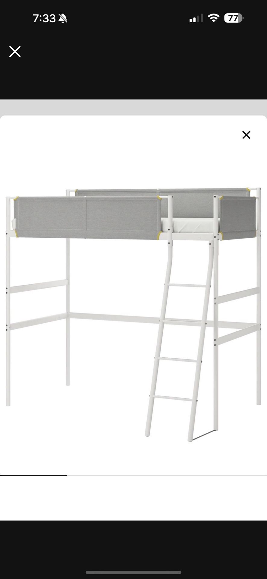 Loft bed frame, white/light gray, Twin