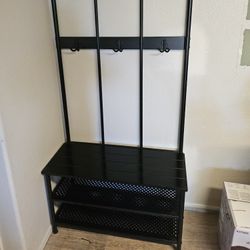 PINNIG
Coat rack with shoe storage bench