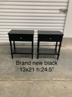 Black Nightstands with Drawer – Set of 2