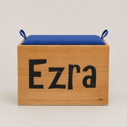 Personalized Wooden Storage Box with Cushion Lid