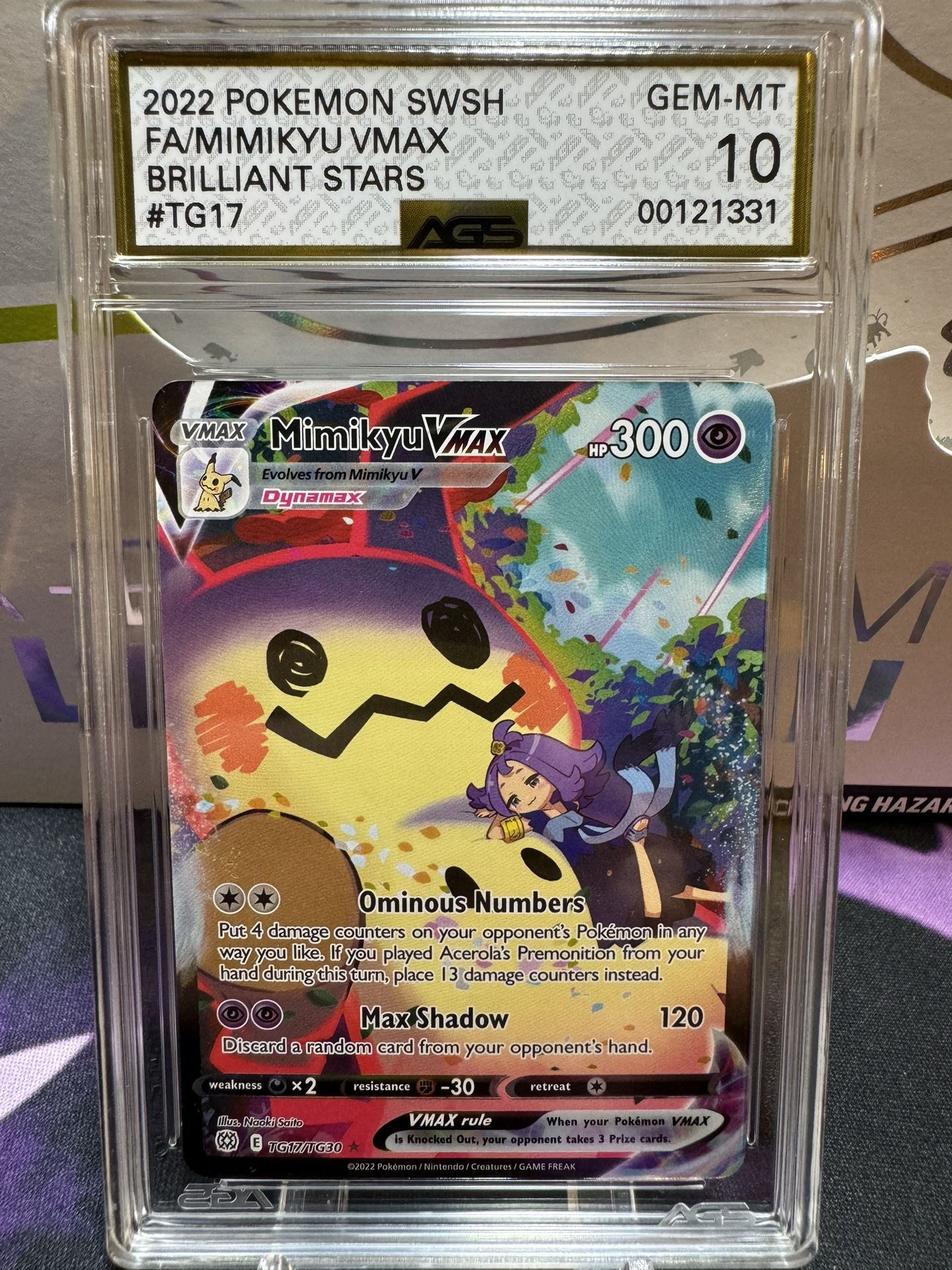 Pokemon TCG Mimikyu VMAX | Brilliant Stars TG17/TG30 | AGS Graded GEM-MT 10 GOLD