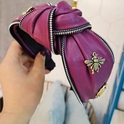Pink Purple Faux Leather Knot Bee Headband Hairband Head Band Gift