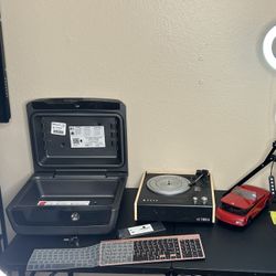 Safe & Electrics Including Vantage Red Car Tape Player/vcr