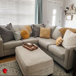 New Brand L Shape Off White Couch Sectional / Living Room Set 🌕 In Stock ✅