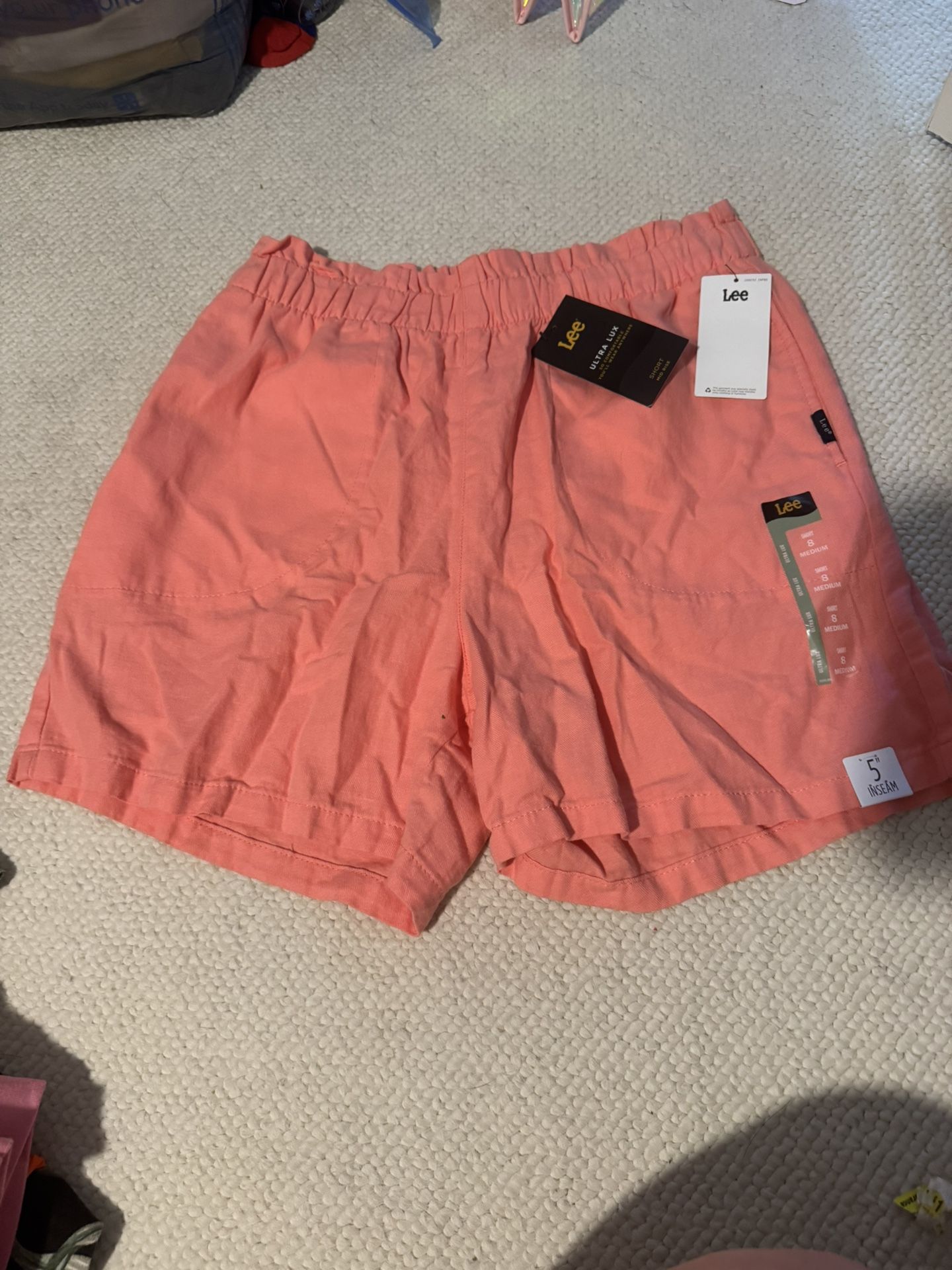 New Womens Size 8 Lee Salmon 5” Inseam Mid Rise Ultra Luxe Shorts 