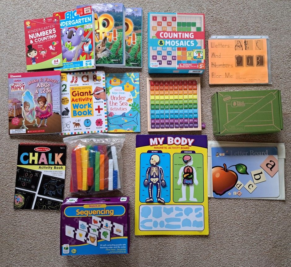 PRICE DROPPED! Huge Educational Lot of Books, Puzzles, Games, Etc