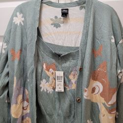 NWT Bambi And Thumper Cardigan And Sweater Tank By Disney X Our Universe