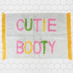 Cute Bath Mat for Bathrooms - Check Out Your Cutie Booty Funny Bath Mat, Thick Plush Cotton Absorbent Bath Mat, Bathroom Mats, Fun Bath Mats for Bathr