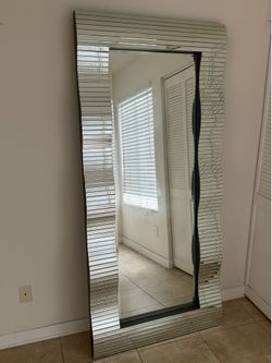 Full Length Mirror with Wavy Mirrored Frame
