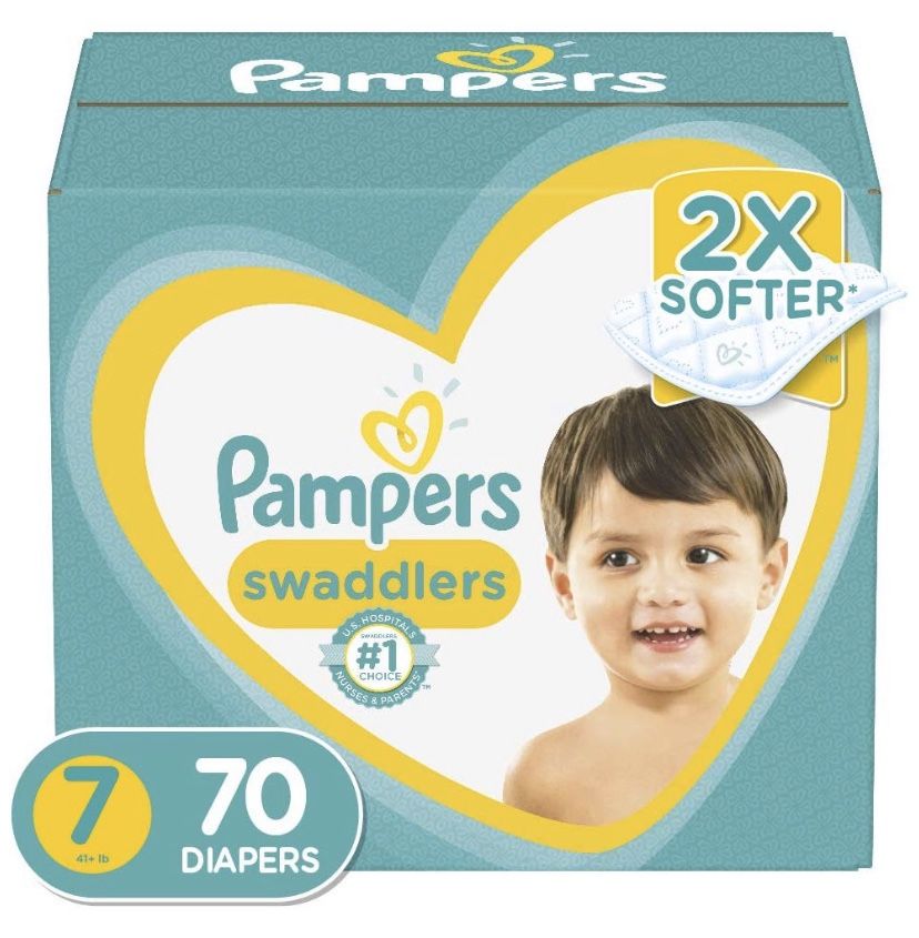 Unopened box of pampers swaddlers diaper size 7