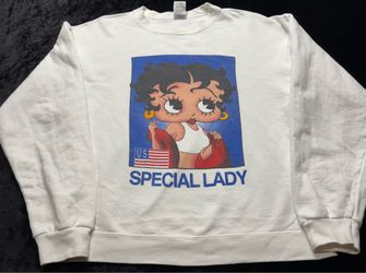 Men Large Vintage 90s Betty Boop USA Special Lady Rare Crewneck Sweatshirt
