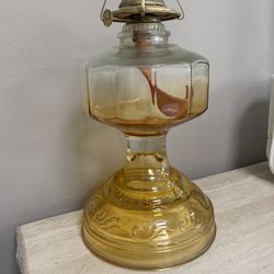 Vintage Amber Glass Oil Lamp