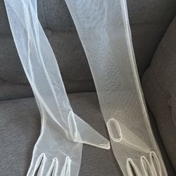 Bridal veil and gloves