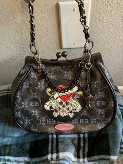 Ed Hardy Skull Print Chain Strap purse