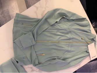 Size 4 Lulu 2 piece set Define Womens M Green Slim Track Jacket Full Zip Zipped Pockets
