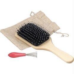 Natural Boar Bristle Hair brush, Hairbrush with Nylon Pins, Wooden larger Handle hair comb,massage hair brush for women men kids girls,long,Thick,Cur