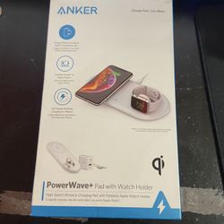 Anker Powerwave+ Wireless Charger Pad with Apple Watch Holder Model B2570J21-01 