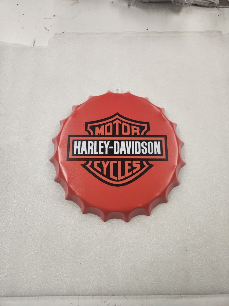 Harley Davidson Motorcycle Bottle Cap Metal Sign