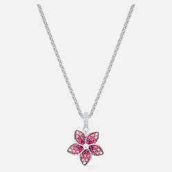 Swarovski Collection Crystal Tropical Flower Pendant Necklace 14”