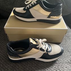 Michael Michael Kors Allie Black/Gold Trainer Sneakers 9M