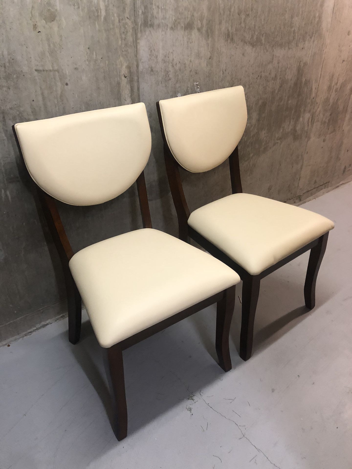 Leather Wooden Dining chairs (x2)