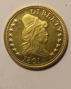 1801 Golden Draped Bust Eagle Ten Dollars Coin Contemporary Restrike Token