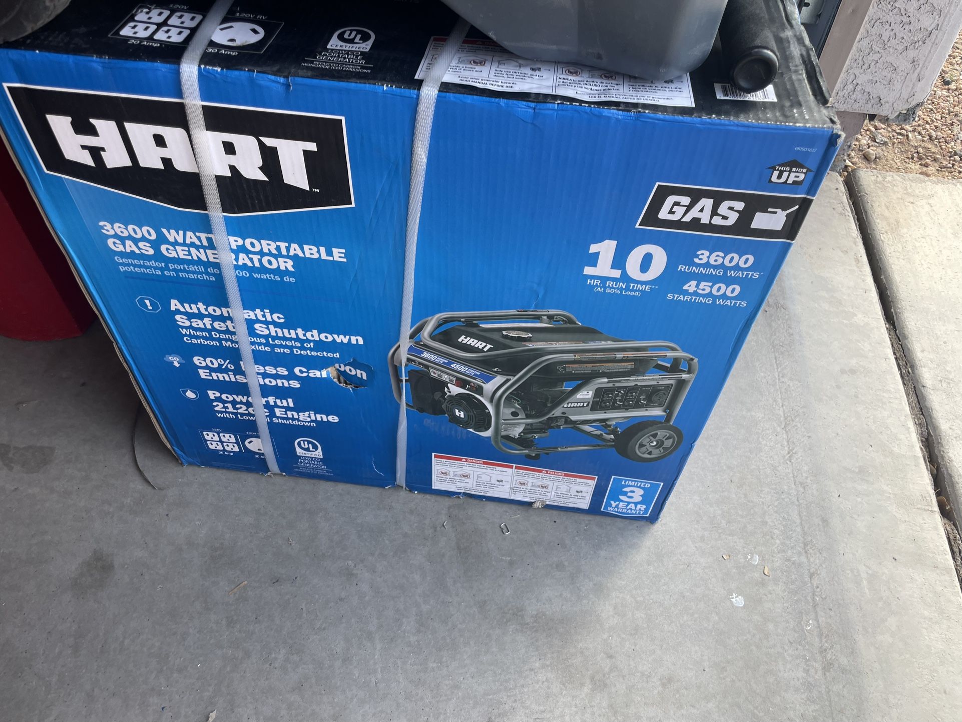 Hart 3600W UL Generator with CO Protection & Auto Shutdown