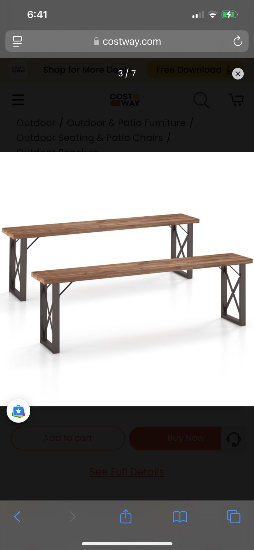 New Indoor-Outdoor 72” Benches Set Of 2