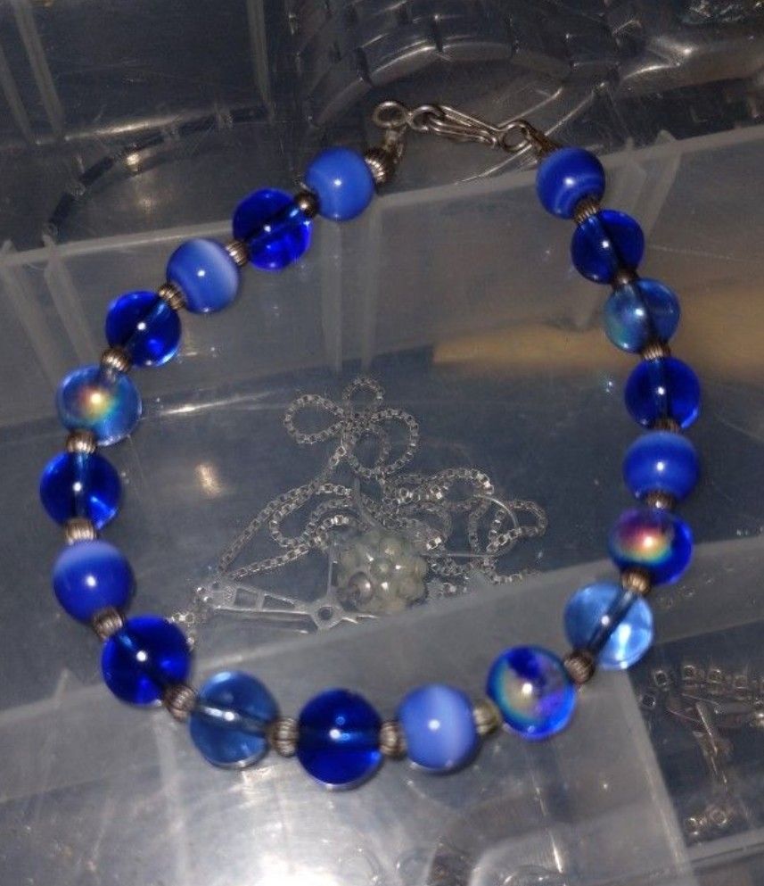 Vintage Blue Glass Bead Bracelet