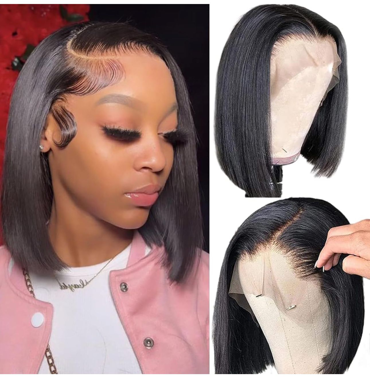 NEW/SEALED Bob Wig Human Hair 13x6 Straight HD Lace Front Wigs Human Hair 180% Density Glueless Wigs Human Hair Pre Plucked Short Bob Wigs for W