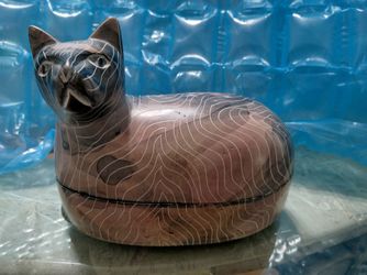 Soapstone Cat Trinket Box