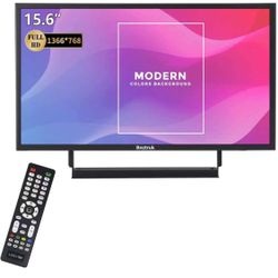 15.6 inch Portable Monitor HD Externer Screen with Port HDMI VGA BNC AV & USB Audio Video Display for Raspberry Pi Laptop Home Kitchen DVR Computer, P