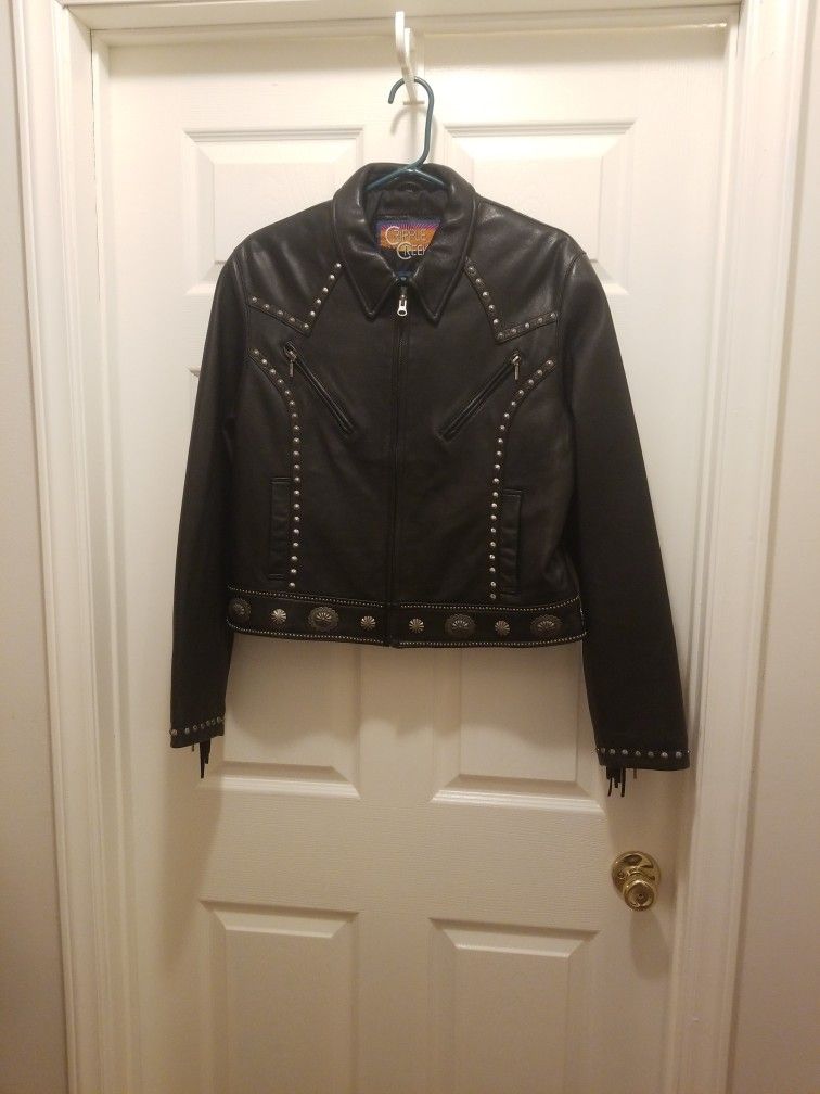 Ladies XL Leather Fringe Jacket