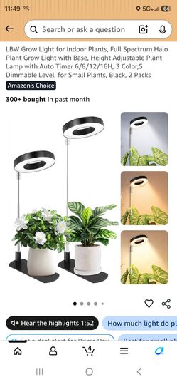 Brand New 2pc Grow Light for Indoor Plants, Full Spectrum Halo Plant Grow Light with Base