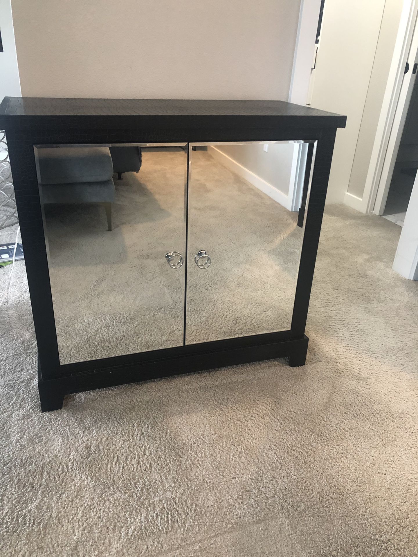 Mirrored nightstands set of two with storage