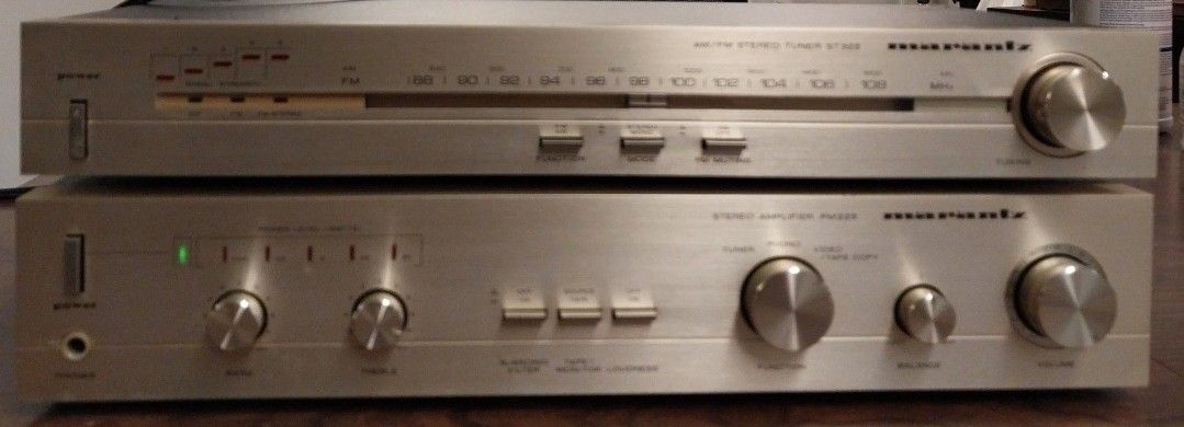 Vintage Marantz Amplifier, AM-FM SteroTurner and 2 Sony S.A.W Super WOOFER Speakers.