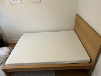 Full size Oak MALM bed frame with Nectar Kids Memory Foam mattress, lightly used