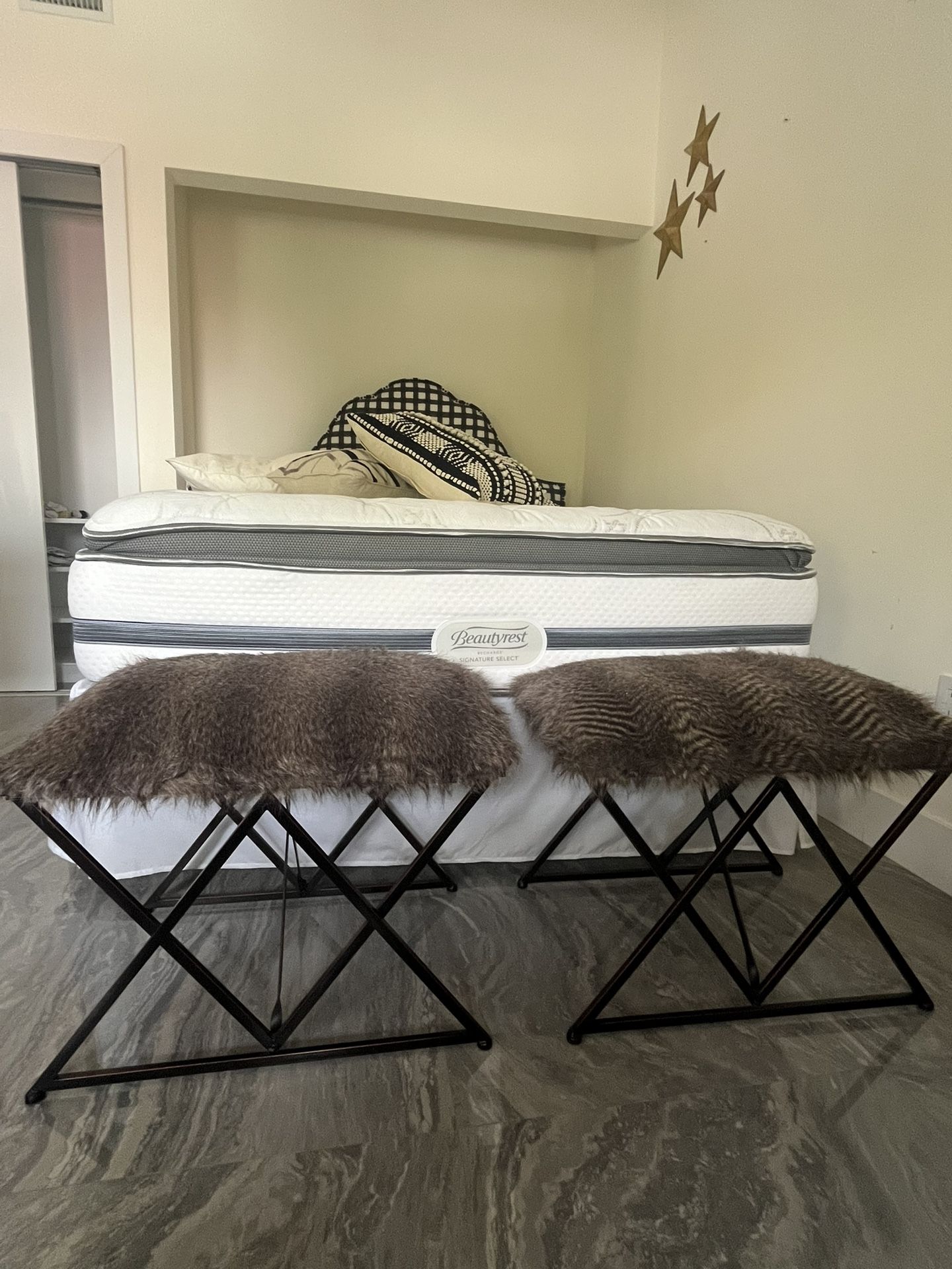 Pair Of Uttermost Plush Small Benches