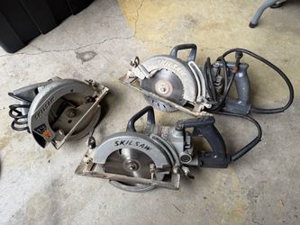 Lot of (3) Corded Skil Circular Saws Concrete Cutting Blades