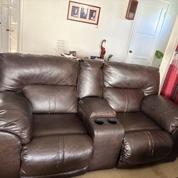 Reclining leather couch