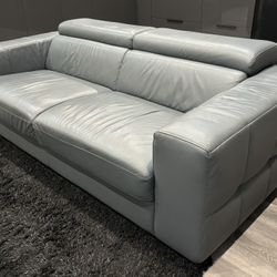 Modern Gray Leather Sofa