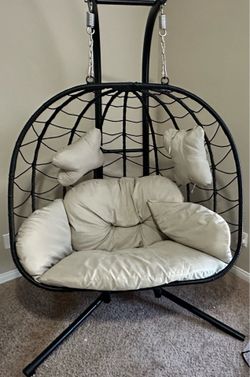 Double Egg Chair with Stand Hammock Swing