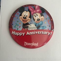 Disneyland - Collectible Happy Anniversary Mickey & Minnie Button/Pin