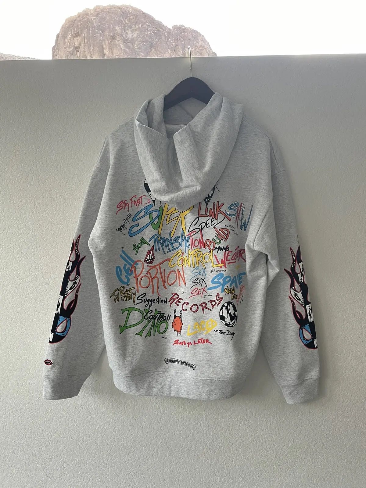 Chrome Blvck Off White Hearts Cross Grey Hoodie Matty Boy Words Hooded Top Hypebeast Sweatshirt Paris Designer Rhude Trapster Small A