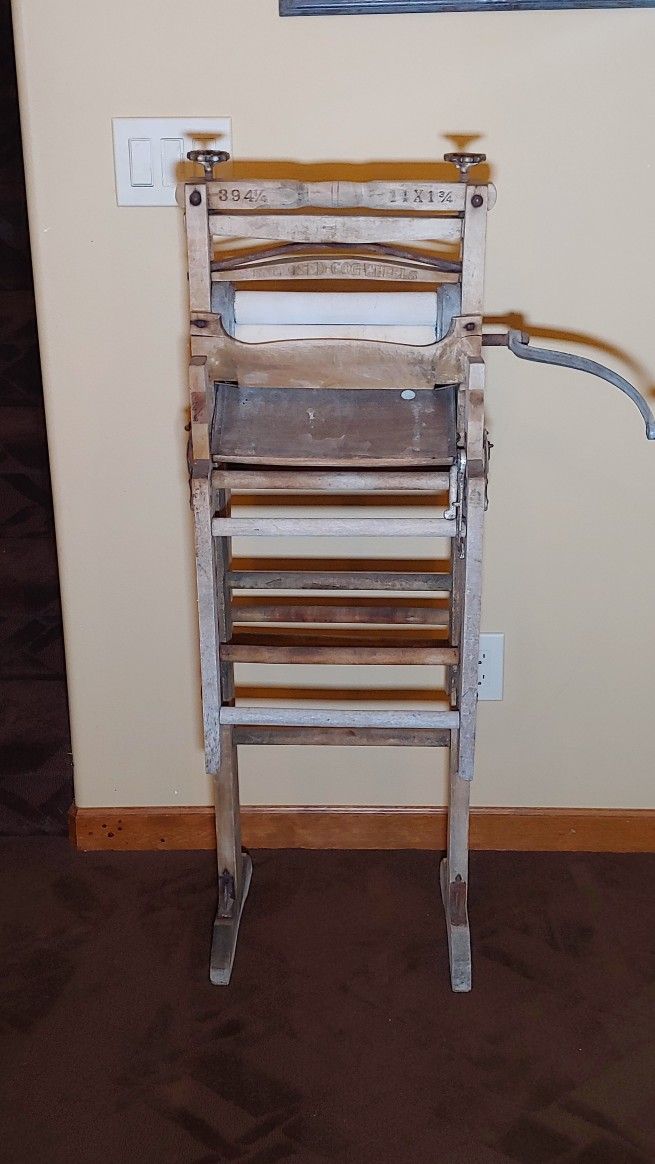 Early 1900s Antique Best Made Foldable Double Bench Wringer 1900s Vintage