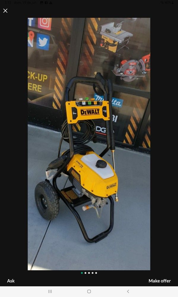 DEWATL CORDED PRESSURE WASHER 2400 PSI 1.1 GMP (eléctrica)