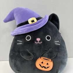 Squishmallows Black Witch Cat With Pumpkin 
